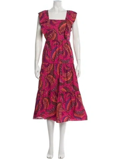 Pre-owned Farm Rio Printed Midi Length Dress In Pink