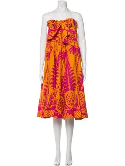 Pre-owned Farm Rio Printed Midi Length Dress In Pink