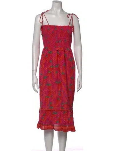 Pre-owned Farm Rio Printed Midi Length Dress In Pink