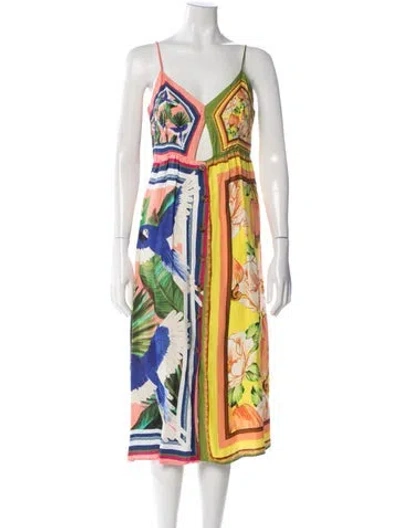 Pre-owned Farm Rio Printed Midi Length Dress In Pink