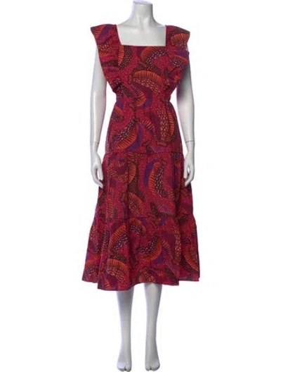 Pre-owned Farm Rio Printed Midi Length Dress In Pink