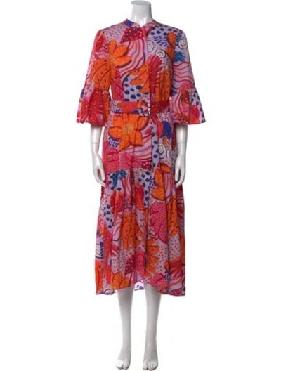 Pre-owned Farm Rio Printed Midi Length Dress In Purple