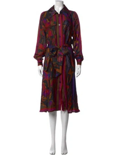 Pre-owned Farm Rio Printed Midi Length Dress In Purple