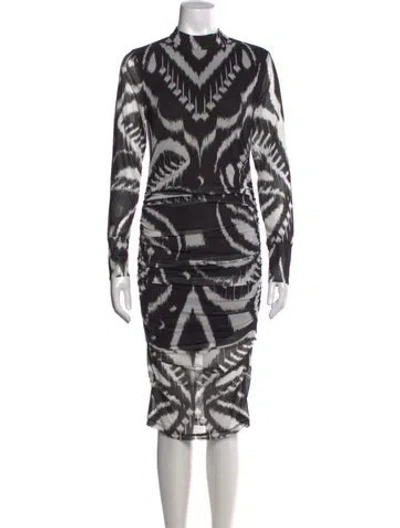Pre-owned Farm Rio Printed Midi Length Dress W/ Tags In Black