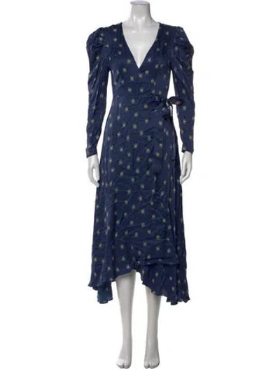Pre-owned Farm Rio Printed Midi Length Dress W/ Tags In Blue