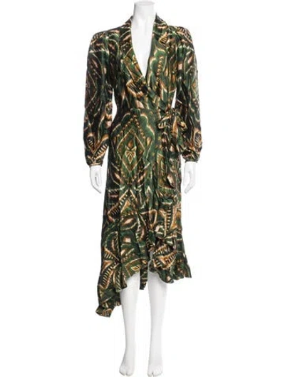 Pre-owned Farm Rio Printed Midi Length Dress W/ Tags In Green