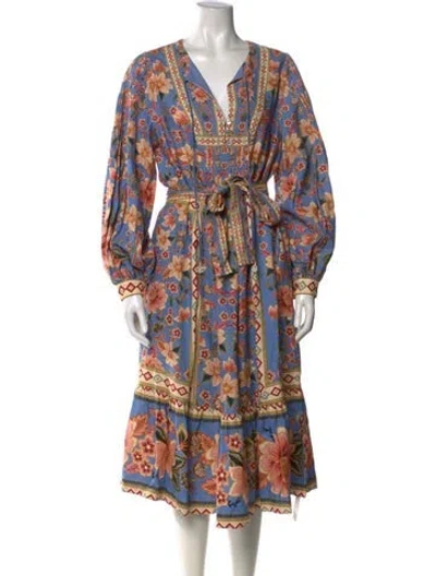 Pre-owned Farm Rio Printed Midi Length Dress W/ Tags In Multi