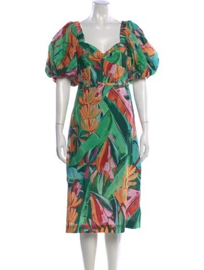 Pre-owned Farm Rio Printed Midi Length Dress W/ Tags In Multi