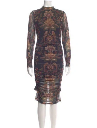 Pre-owned Farm Rio Printed Midi Length Dress W/ Tags In Multi