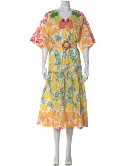 Pre-owned Farm Rio Printed Midi Length Dress W/ Tags In Neutral