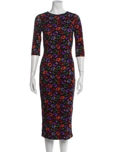 Pre-owned Farm Rio Printed Midi Length Dress W/ Tags In Purple