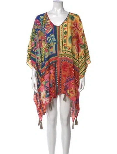 Pre-owned Farm Rio Printed Midi Length Dress In Yellow