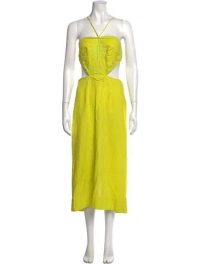 Pre-owned Farm Rio Printed Midi Length Dress In Yellow