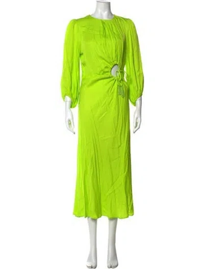 Pre-owned Farm Rio Printed Midi Length Dress In Yellow