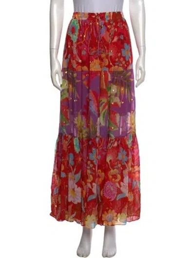 Pre-owned Farm Rio Printed Midi Length Skirt