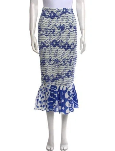 Pre-owned Farm Rio Printed Midi Length Skirt In Blue