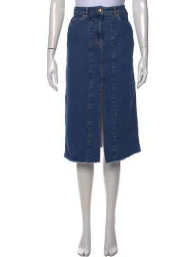 Pre-owned Farm Rio Printed Midi Length Skirt In Blue