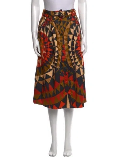 Pre-owned Farm Rio Printed Midi Length Skirt In Multi