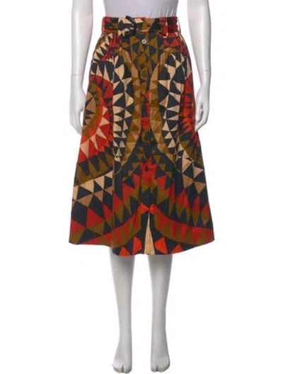 Pre-owned Farm Rio Printed Midi Length Skirt In Multi