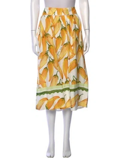 Pre-owned Farm Rio Printed Midi Length Skirt In Neutral