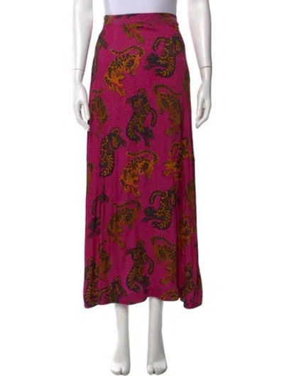 Pre-owned Farm Rio Printed Midi Length Skirt In Pink