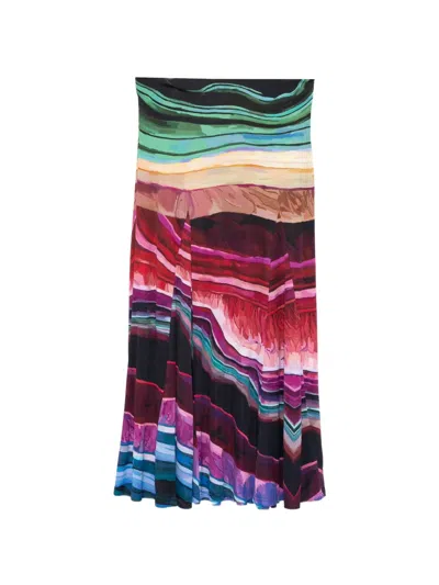 Farm Rio Printed Midi Skirt In Burgundy