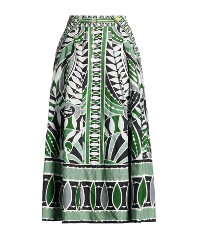 Farm Rio Printed Midi Skirt In Green