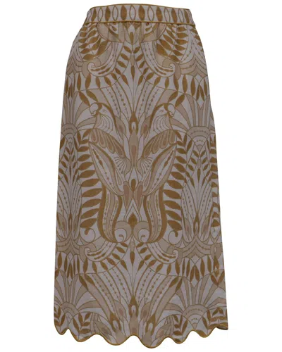 Pre-owned Farm Rio Printed Midi Skirt, Size Int, Xs (authentic Pre-loved)