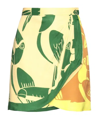 Farm Rio Woman Mini Skirt Sand Size Xs Viscose In Yellow