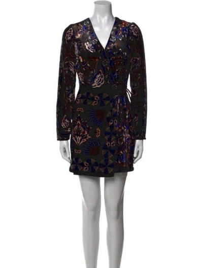 Pre-owned Farm Rio Printed Mini Dress In Black