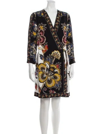 Pre-owned Farm Rio Printed Mini Dress In Black
