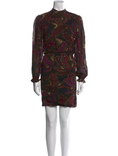 Pre-owned Farm Rio Printed Mini Dress In Black