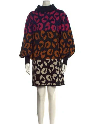 Pre-owned Farm Rio Printed Mini Dress In Black