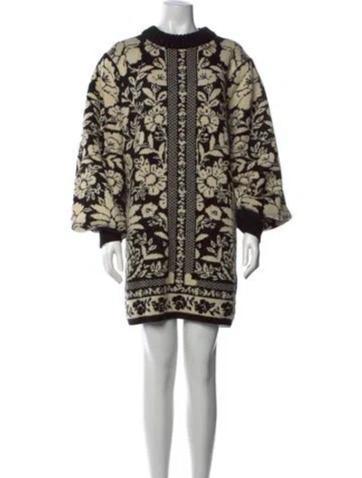 Pre-owned Farm Rio Printed Mini Dress In Black