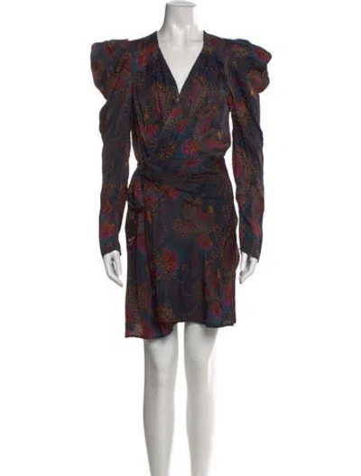 Pre-owned Farm Rio Printed Mini Dress In Black