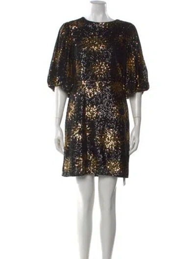 Pre-owned Farm Rio Printed Mini Dress In Black