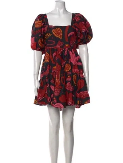 Pre-owned Farm Rio Printed Mini Dress In Black