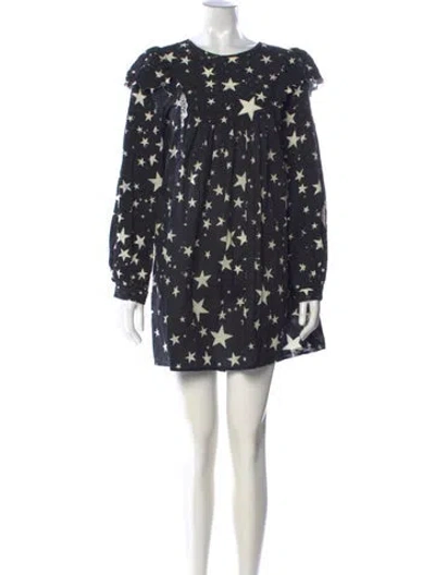 Pre-owned Farm Rio Printed Mini Dress In Black