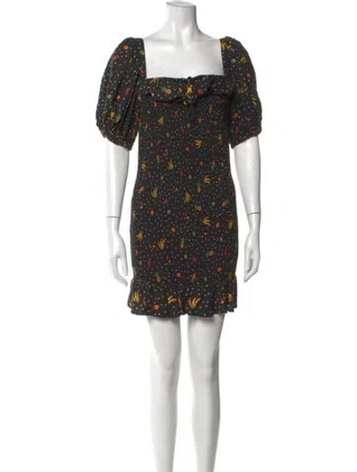 Pre-owned Farm Rio Printed Mini Dress In Black