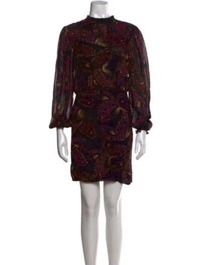 Pre-owned Farm Rio Printed Mini Dress In Black