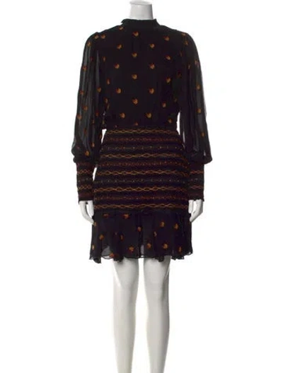 Pre-owned Farm Rio Printed Mini Dress In Black