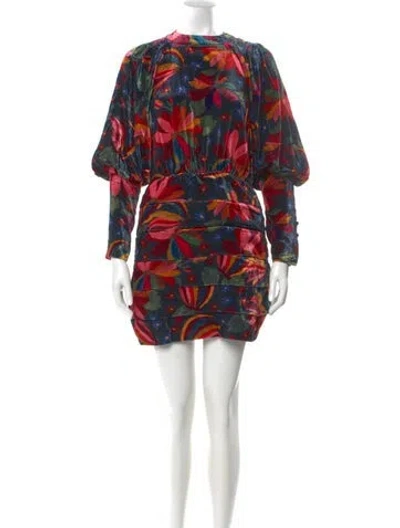 Pre-owned Farm Rio Printed Mini Dress In Blue