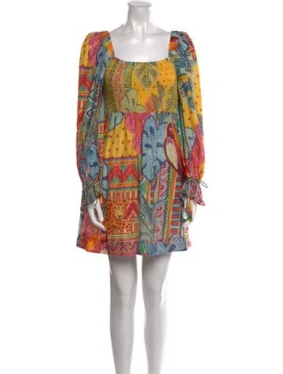 Pre-owned Farm Rio Printed Mini Dress In Blue