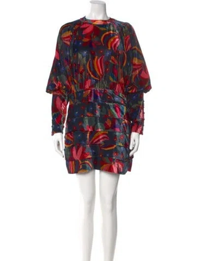 Pre-owned Farm Rio Printed Mini Dress In Blue