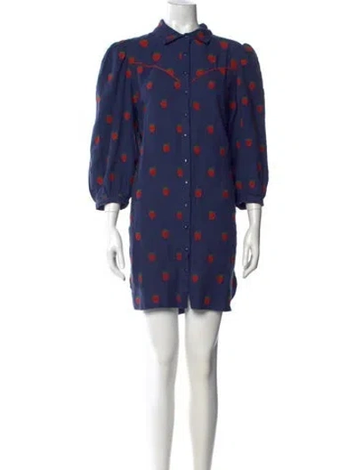 Pre-owned Farm Rio Printed Mini Dress In Blue
