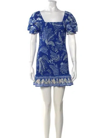 Pre-owned Farm Rio Printed Mini Dress In Blue