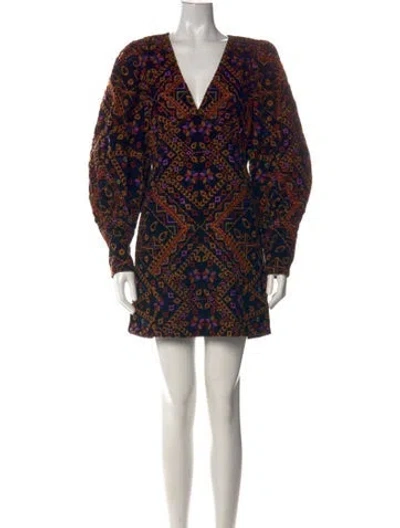 Pre-owned Farm Rio Printed Mini Dress In Blue