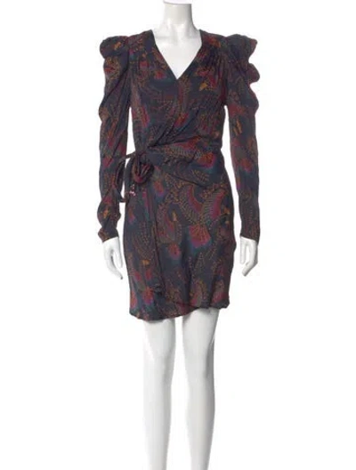 Pre-owned Farm Rio Printed Mini Dress In Gray