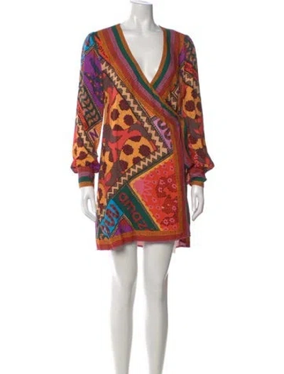 Pre-owned Farm Rio Printed Mini Dress In Green