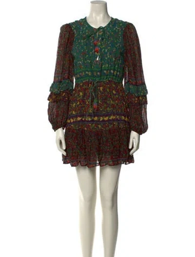Pre-owned Farm Rio Printed Mini Dress In Green